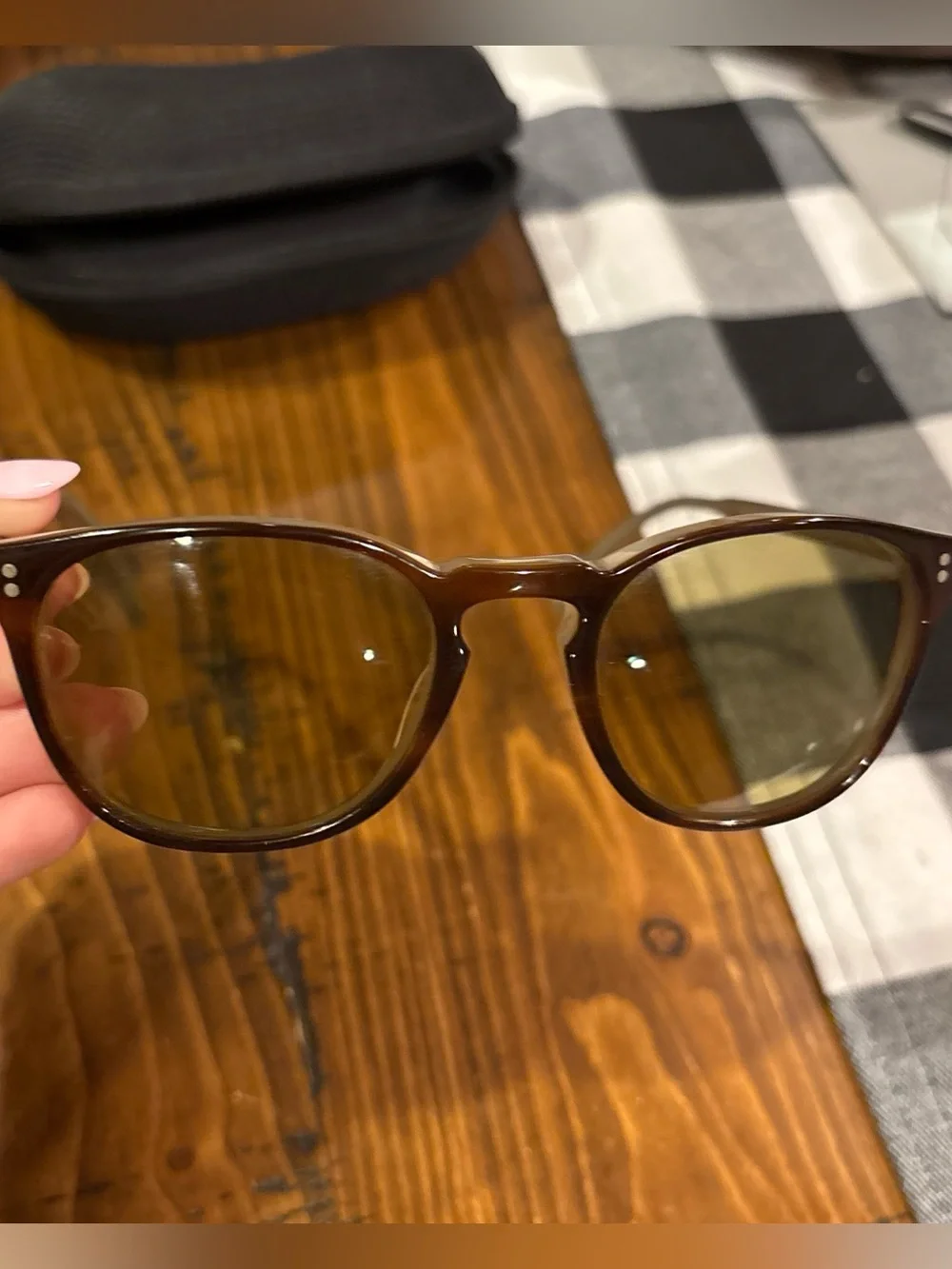 Brown Round Sunglasses with Amber Lenses